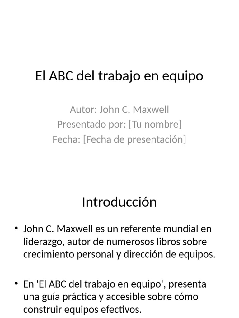 El ABC del Trabajo en Equipo de Maxwell | PDF | Liderazgo