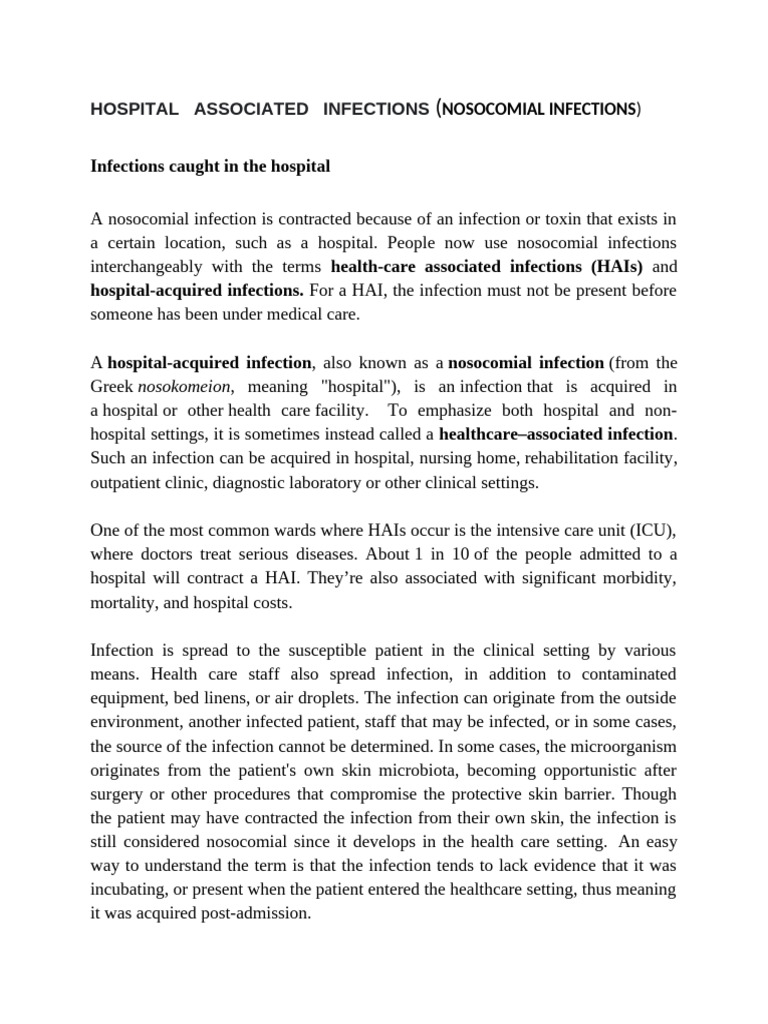 Nosocomial Infections Rad 300-1 | PDF | Hospital Acquired Infection ...