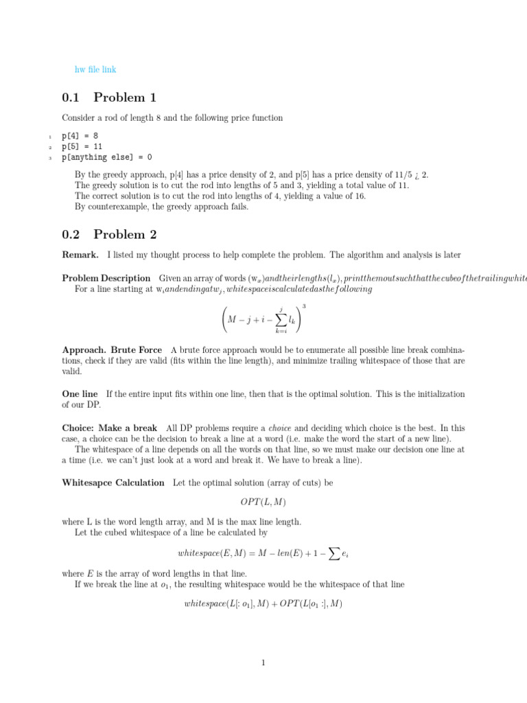 0.1 Problem 1: HW File Link | PDF | Computer Science | Computer Programming