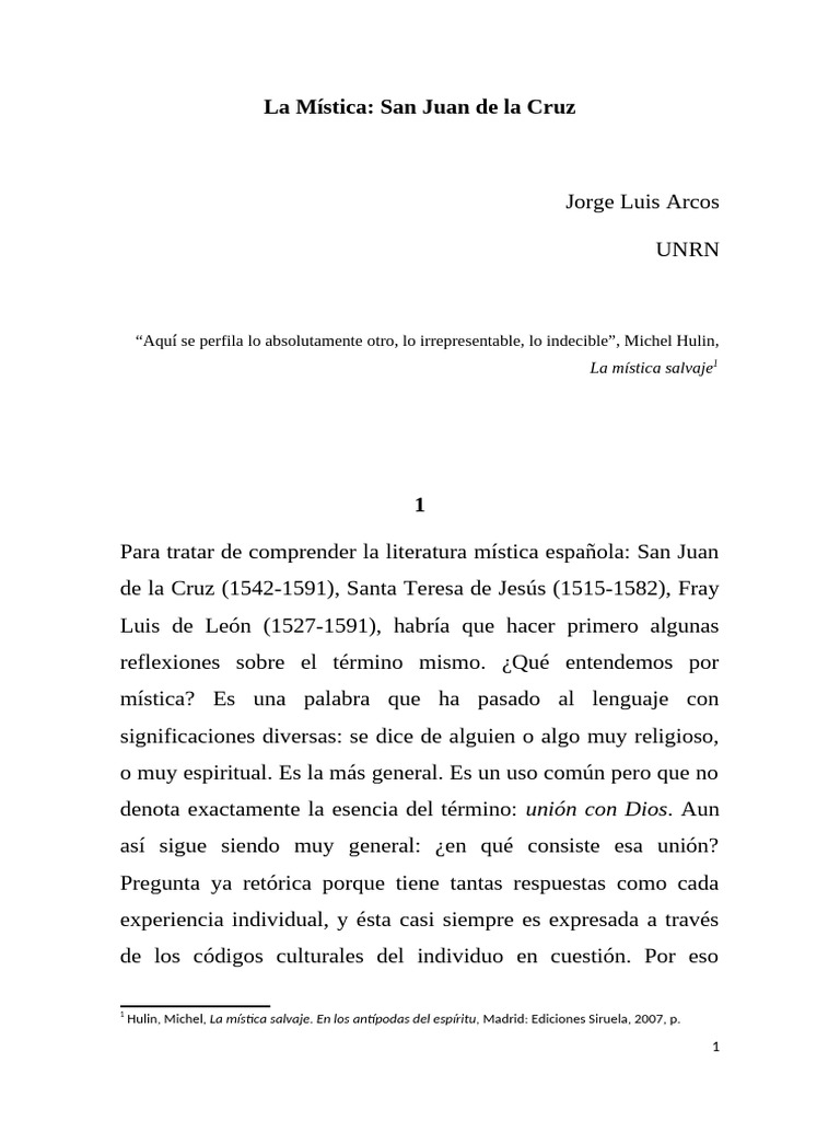 Mística en San Juan de la Cruz | PDF | Misticismo | Juan de la cruz