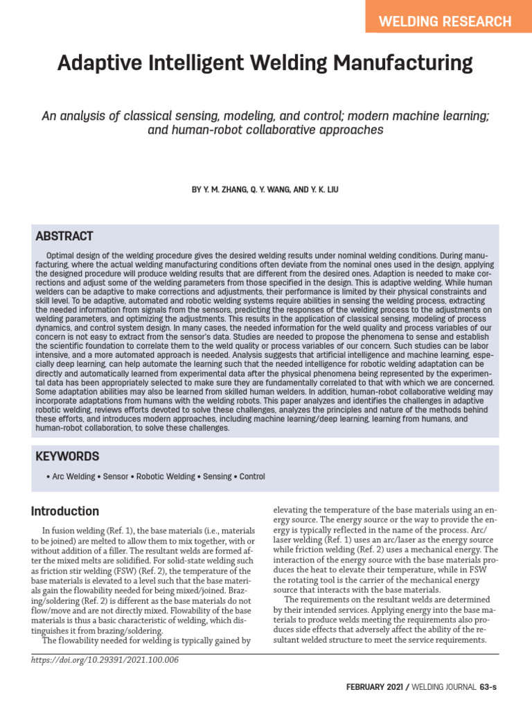 Adaptive Intelligent Robotic Welding | PDF | Welding | Construction