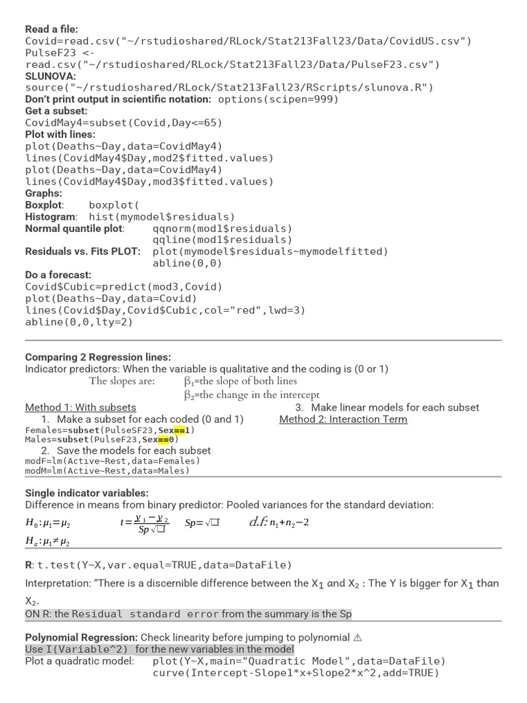 R Programming for Regression Analysis | PDF