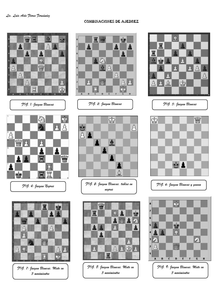 Ejercicios de Combinaciones de Ajedrez | PDF