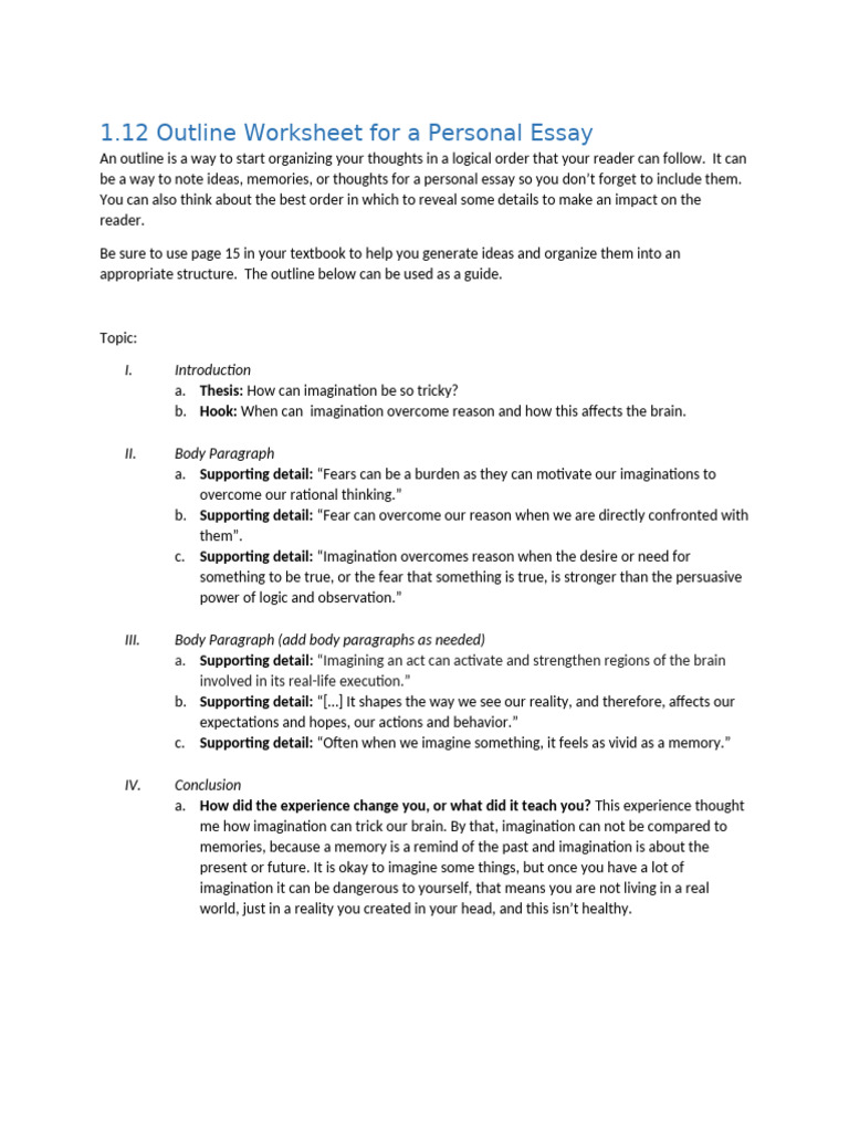 1.12 Outline Worksheet | PDF