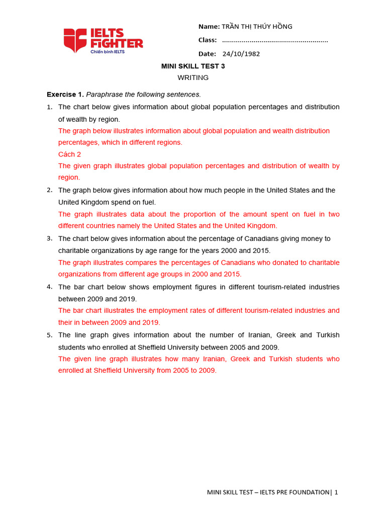 IELTS Writing Mini Skill Test Guide | PDF | Economies