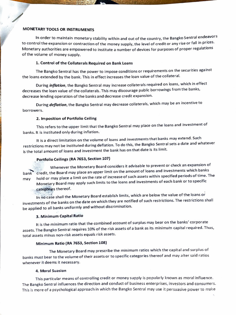 Monetary Instruments or Tools | PDF