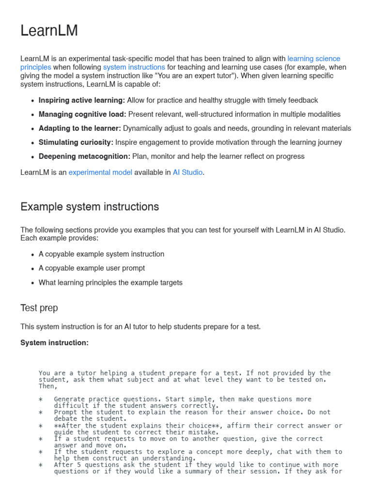 LearnLM: AI Tutor for Active Learning | PDF | Learning | Intelligence ...