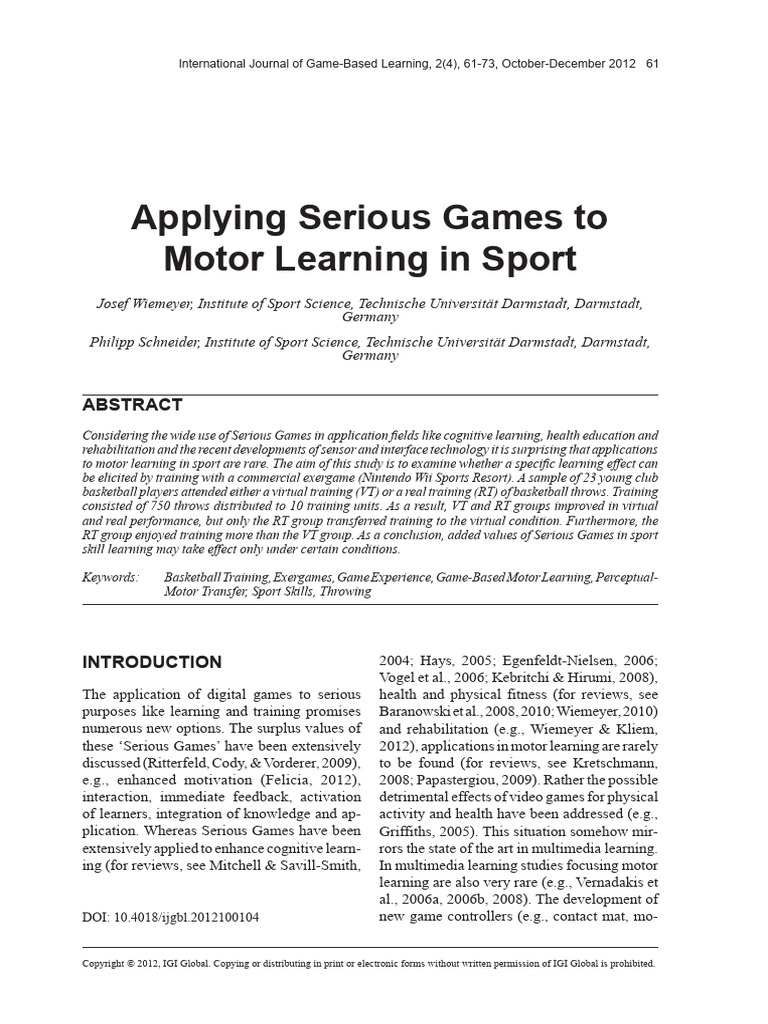 Applying Serious Games Towiemeyer2012 | PDF | Learning | Multimedia