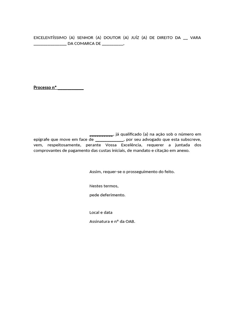 Juntada de Comprovantes em Processo Judicial | PDF