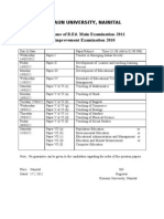 Kumaun University, Nainital Programme of B.Ed. Main Examination-2011 & Improvement Examination 2010