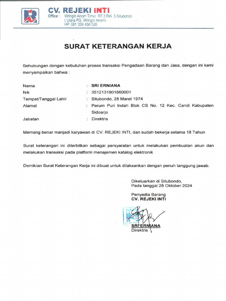 Suket Kerja | PDF