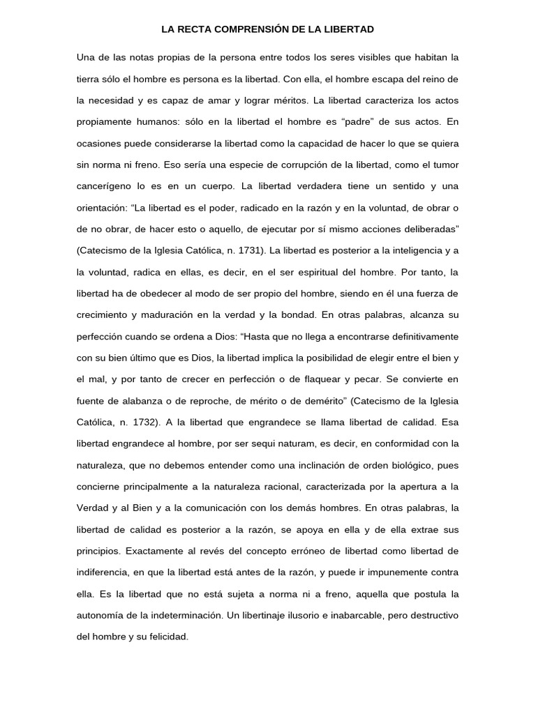 Sem16-LA RECTA COMPRENSIÓN DE LA LIBERTAD | PDF