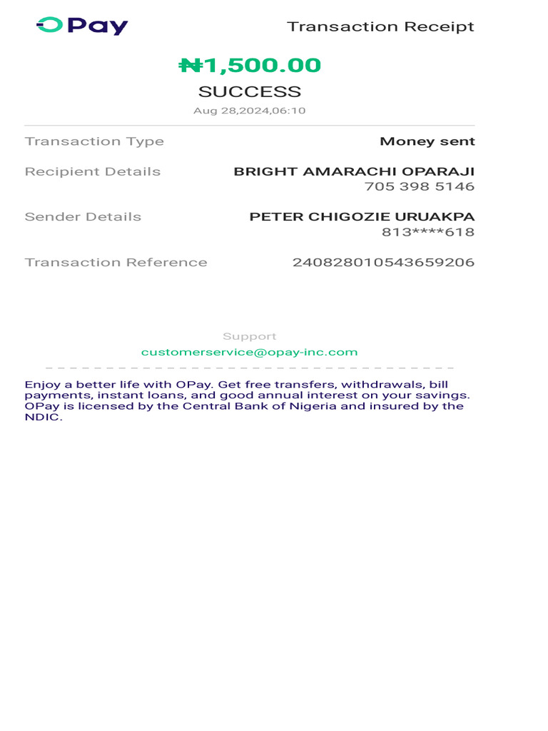 Transaction Type Recipient Details: Success | PDF