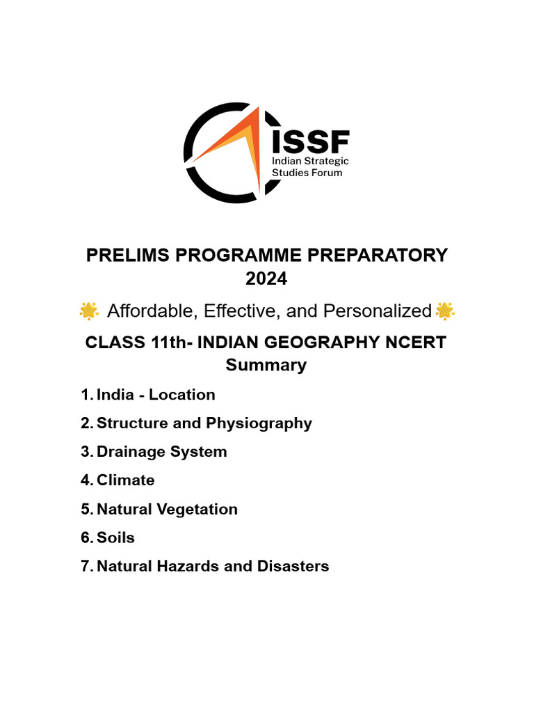 WW - Class 11th Indian Geography NCERT Summary | PDF | Drainage Basin ...