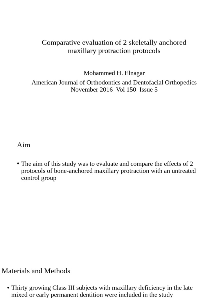Comparative Evaluation of 2 Skeletally Anchored Maxillary Protraction | PDF