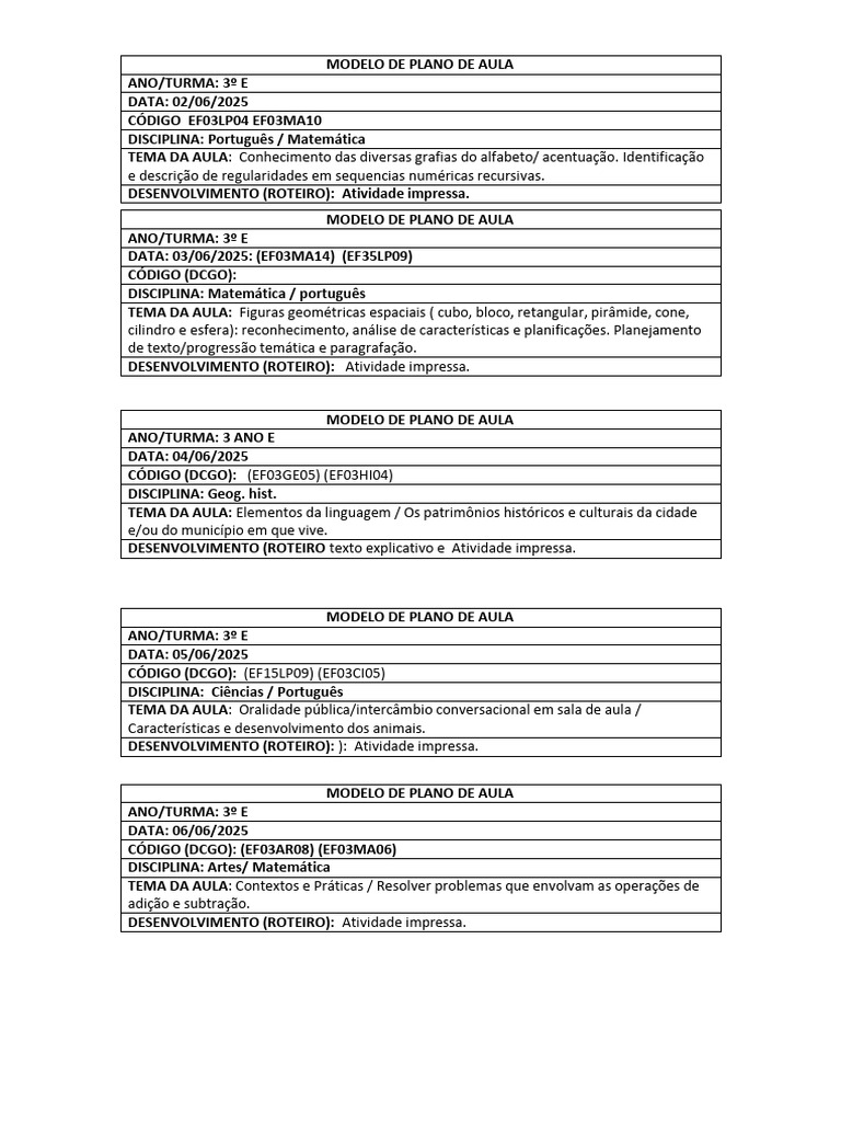 PLANO DE AULA 02 A 13.05 2025 | PDF | Matemática