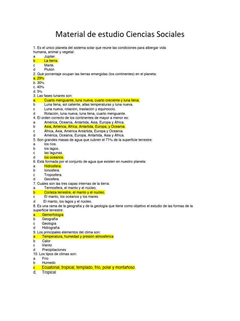 Material de Estudio Ciencias Sociales | PDF | Tierra | Luna