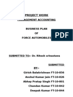 Project Management and Cost Accounting for Force Automobiles