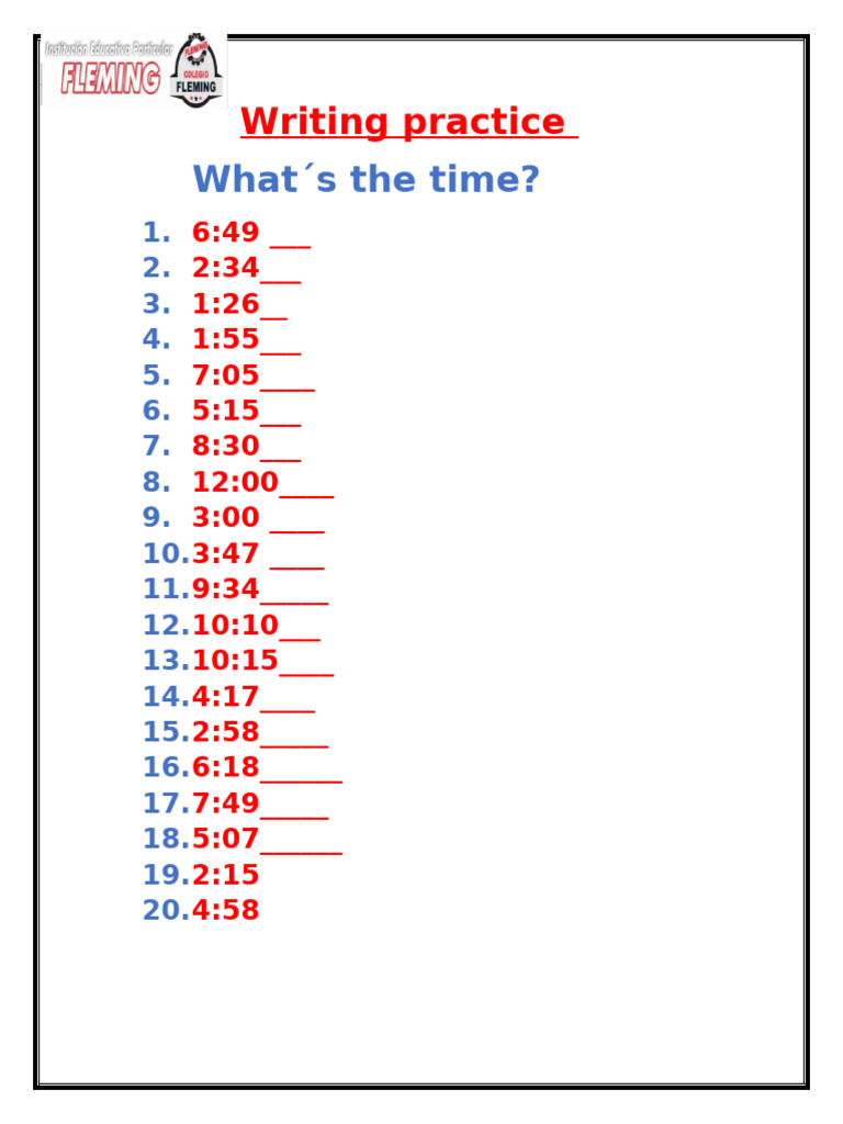 Cursive Writing Practice Timetable | PDF