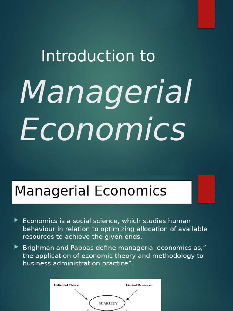 Overview of Managerial Economics Concepts | PDF | Economics | Supply ...