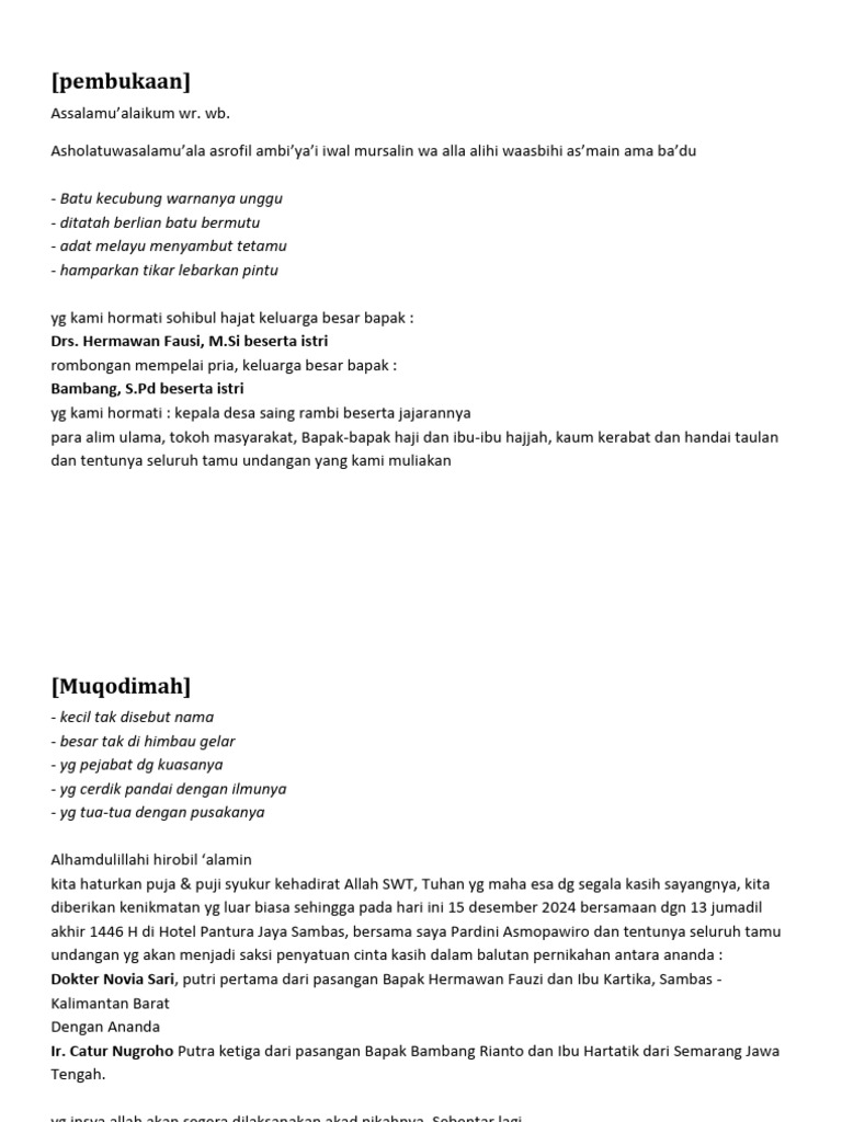 Mukadimah Akad Nikah Islami | PDF