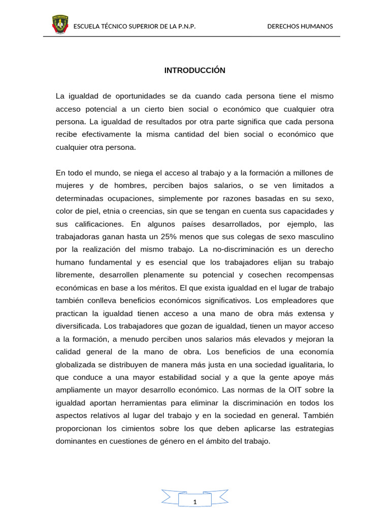 Igualdad de Oportunidades y Derechos Humanos | PDF | Desigualdad social ...