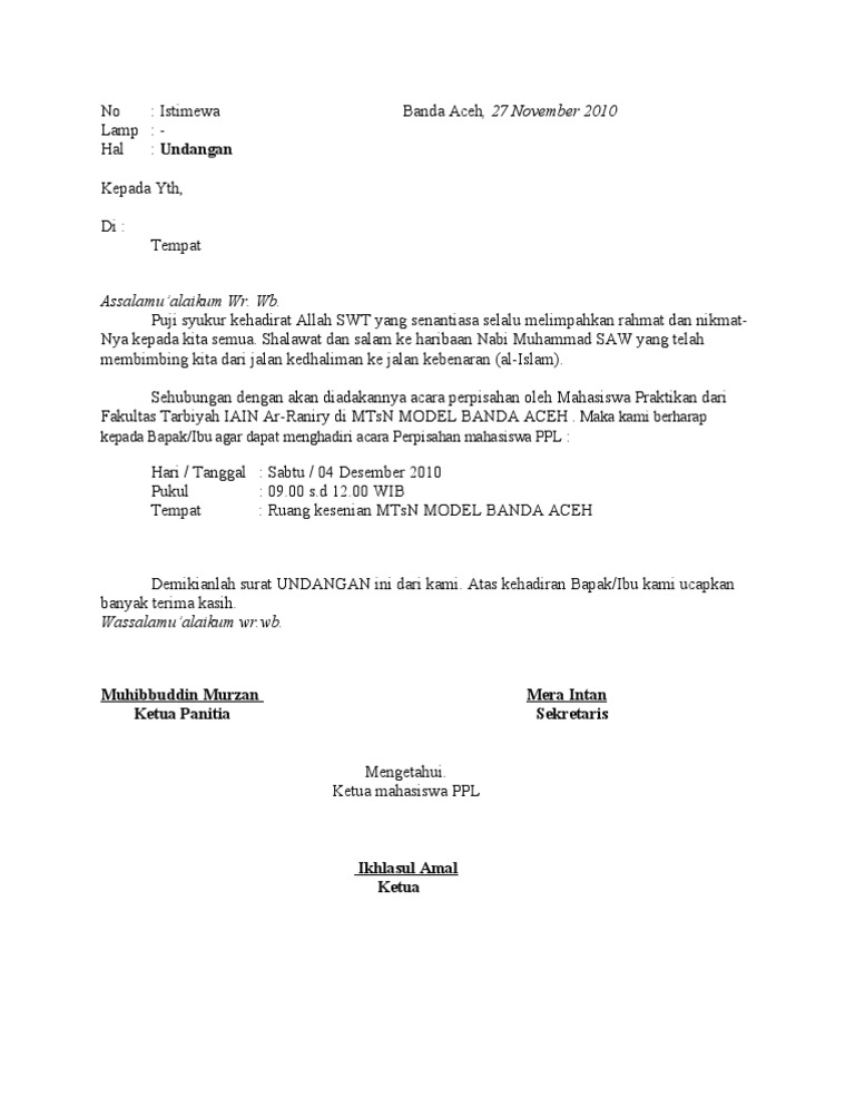 Surat Resmi Perpisahan Kelas 6 Sd