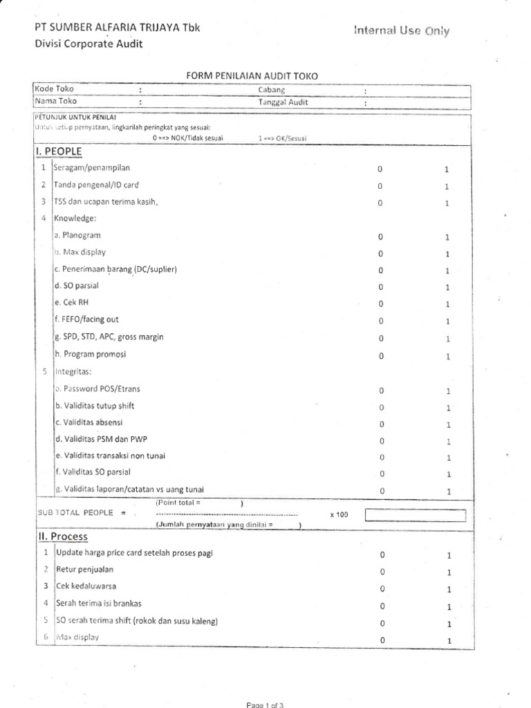Form Audit Toko Alfamart | PDF