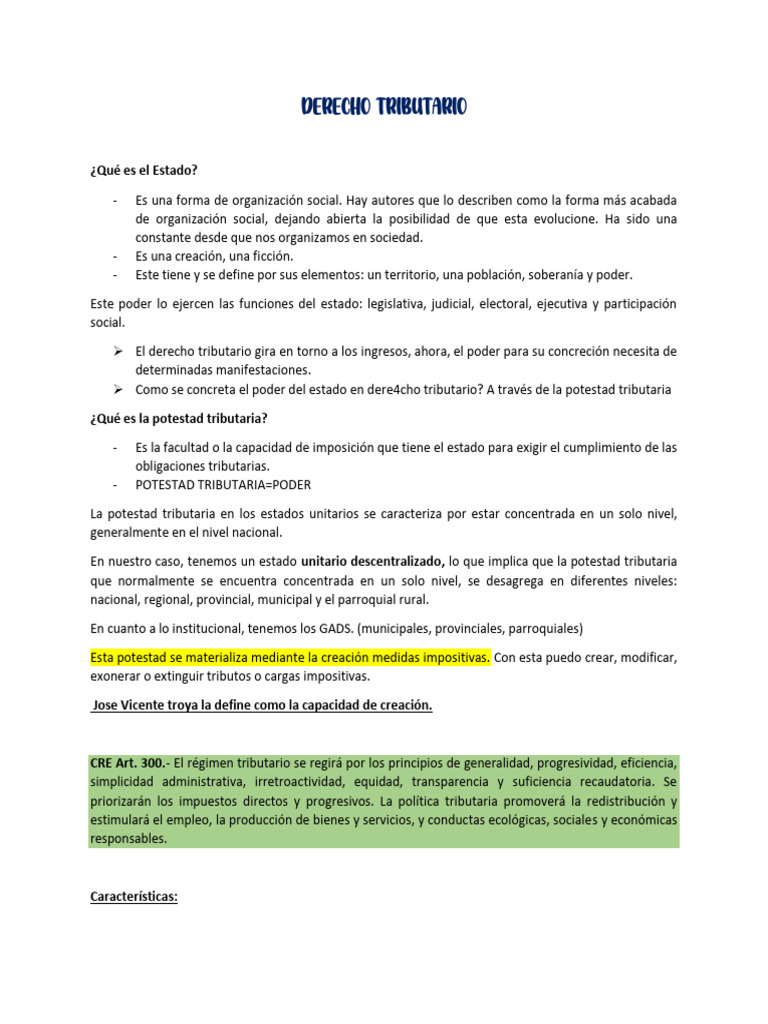 Potestad Tributaria en el Estado | PDF | Pagos | Impuestos