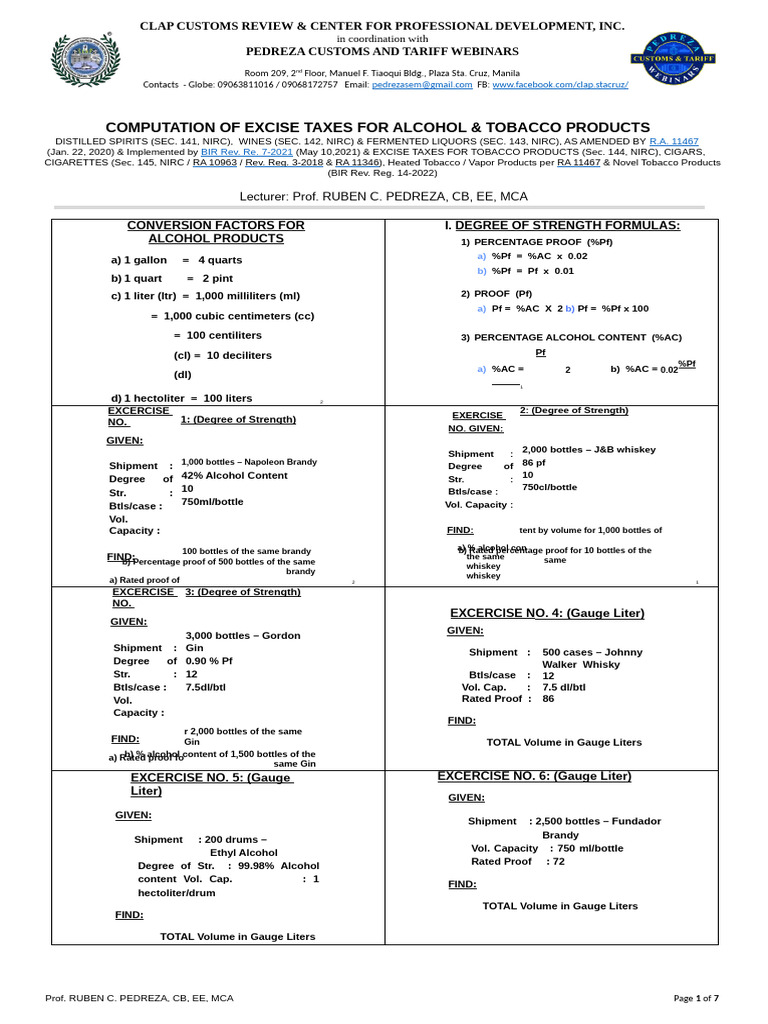 Excise Tax Computation for Alcohol & Tobacco | PDF | Electronic ...