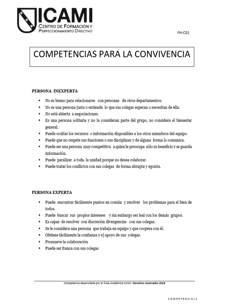 COMPETENCIAS PARA LA CONVIVENCIA Nvo Diseo | PDF