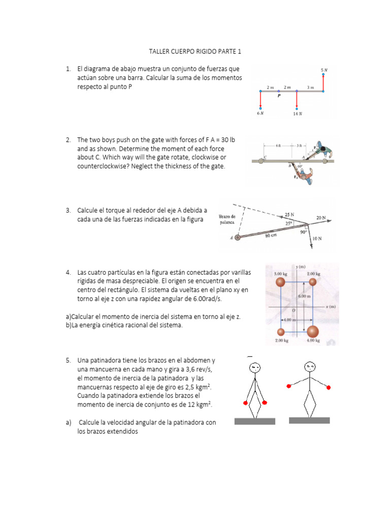 Taller Cuerpo Rigido Parte 1 | PDF | Geometría | Fenomeno fisico