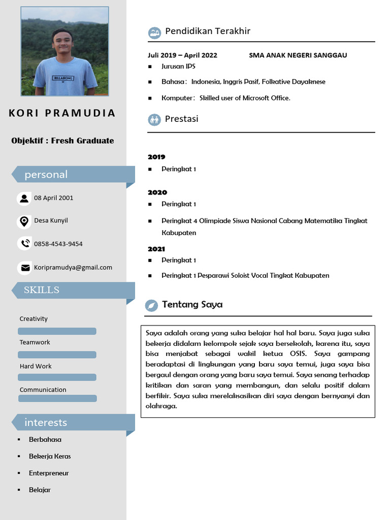 Profil Fresh Graduate Berprestasi | PDF