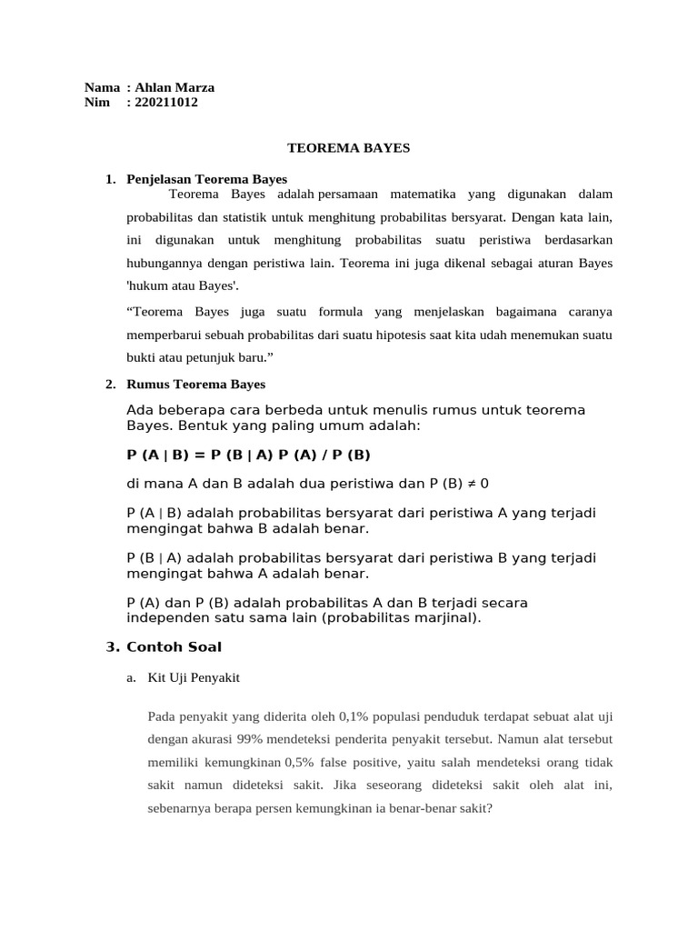 Rumus dan Aplikasi Teorema Bayes | PDF