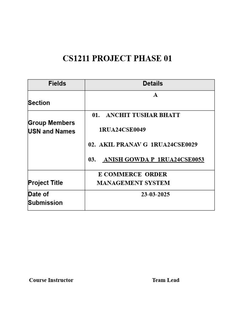 E-Commerce Order Management System | PDF