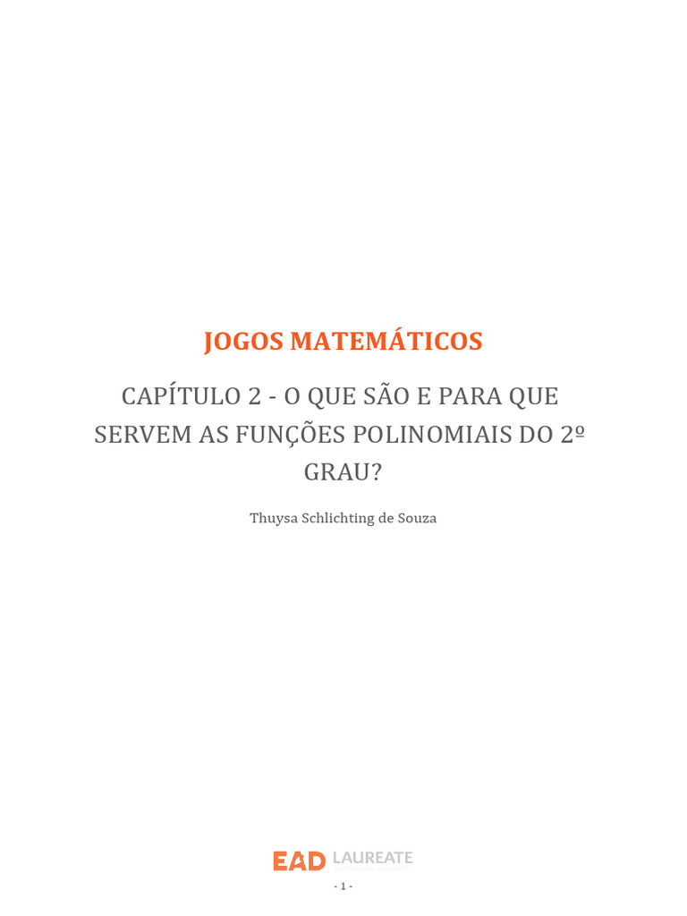 Jogos Matemáticos - Cap 2 | PDF | Equação quadrática | Função (Matemática)