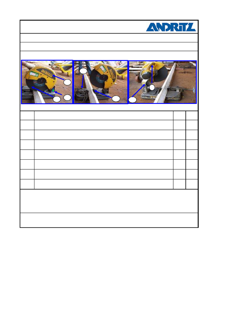 Andritz Checklist Format (CUTTING MACHINE) | PDF