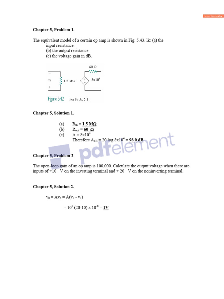 Op Amp Circuit Analysis and Solutions | PDF | Amplifier | Operational ...