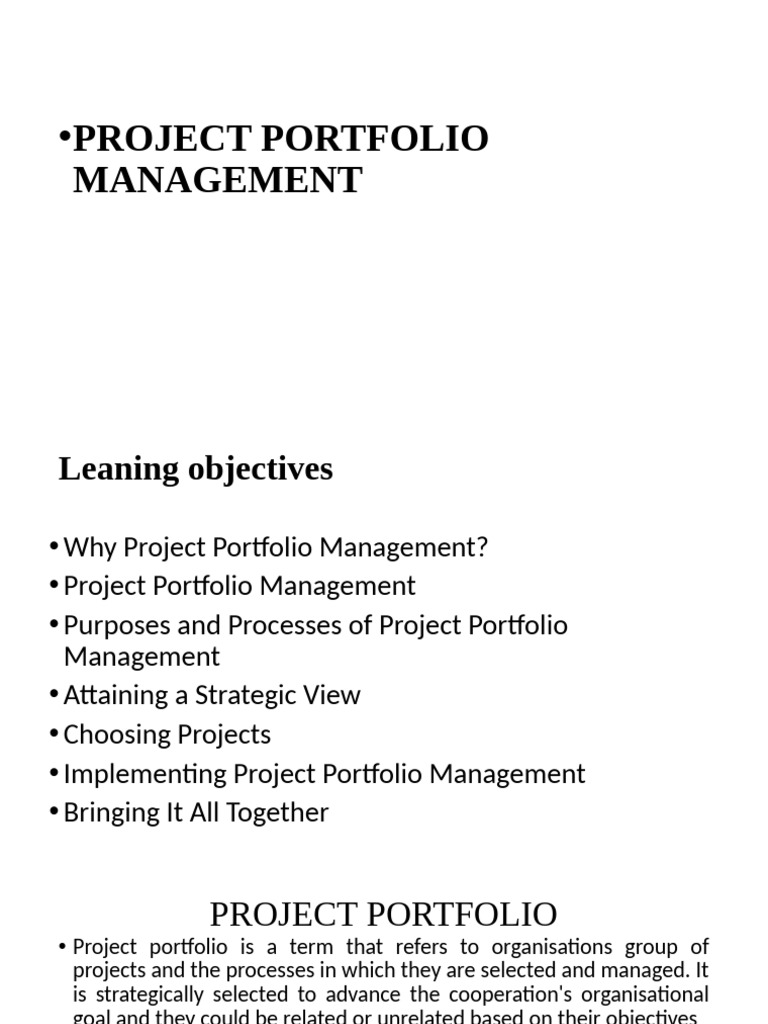 Project Portfolio Management Guide | PDF | Investment Management ...