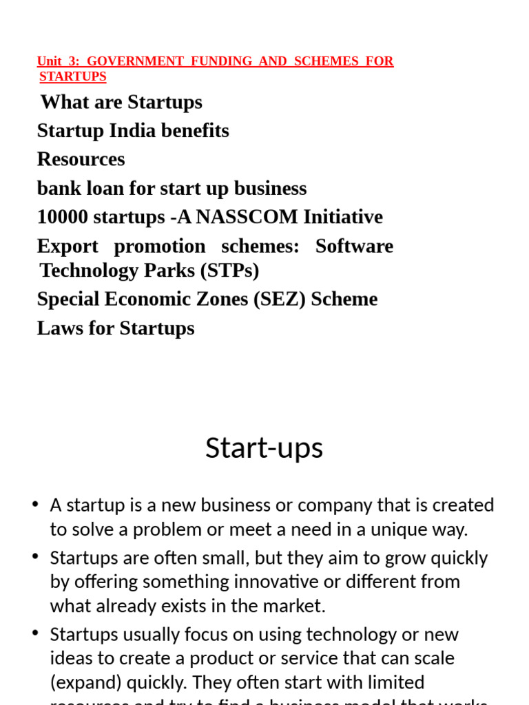 Government Funding for Startups Guide | PDF | Startup Company | Small ...