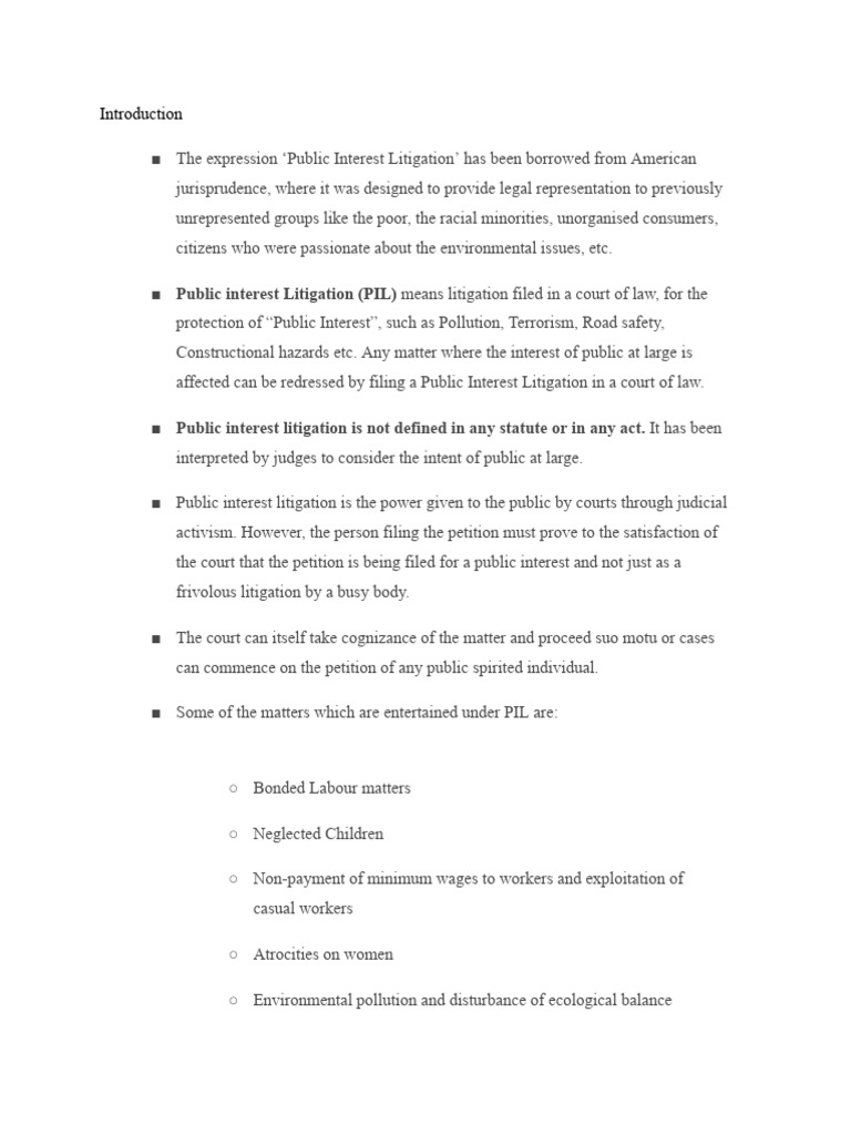 Understanding Public Interest Litigation in India | PDF | Justice ...