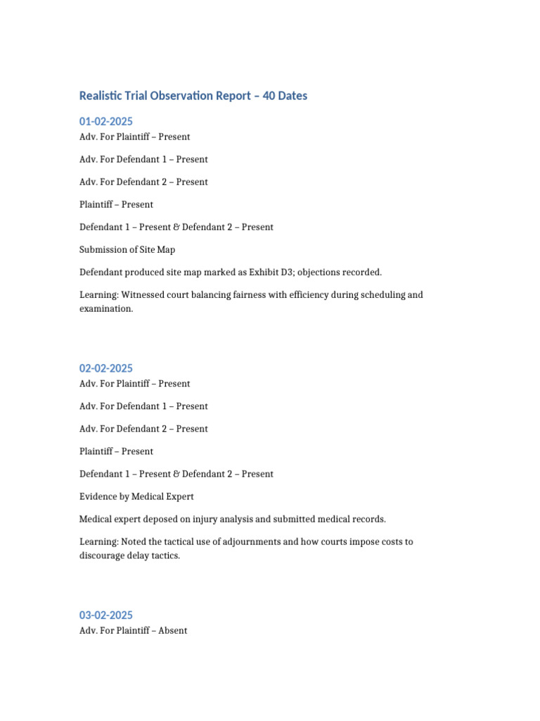 Trial Observation Report: Key Learnings | PDF | Federal Rules Of Civil ...