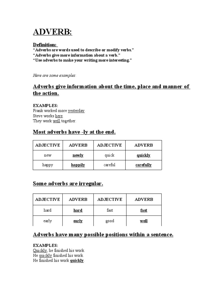 Adverbs and Adjectives Explained | PDF | Adverb | Adjective