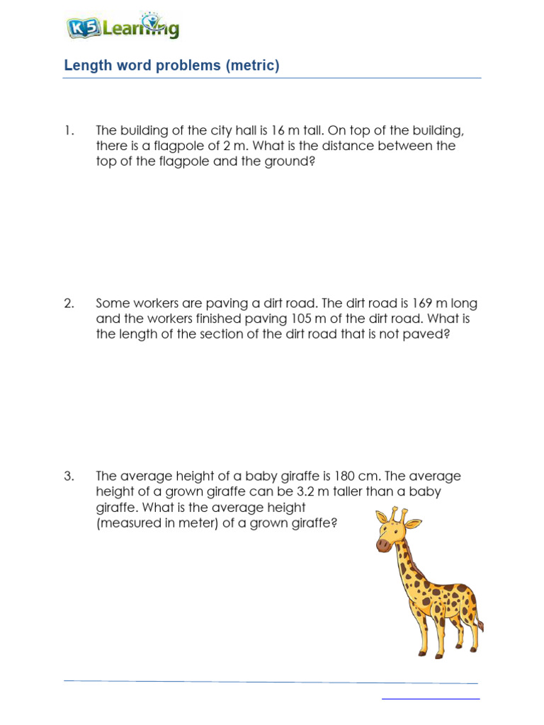 Grade 4 Length Word Problems Worksheet | PDF