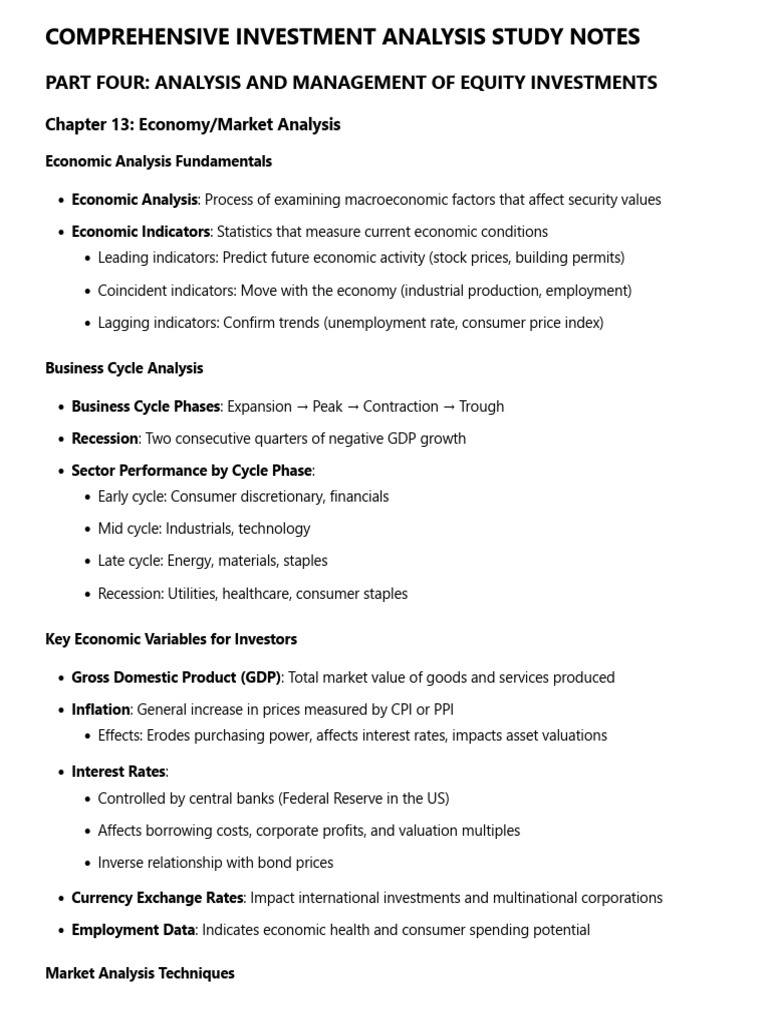 Equity Investment Analysis Study Notes | PDF | Bonds (Finance) | Greeks ...