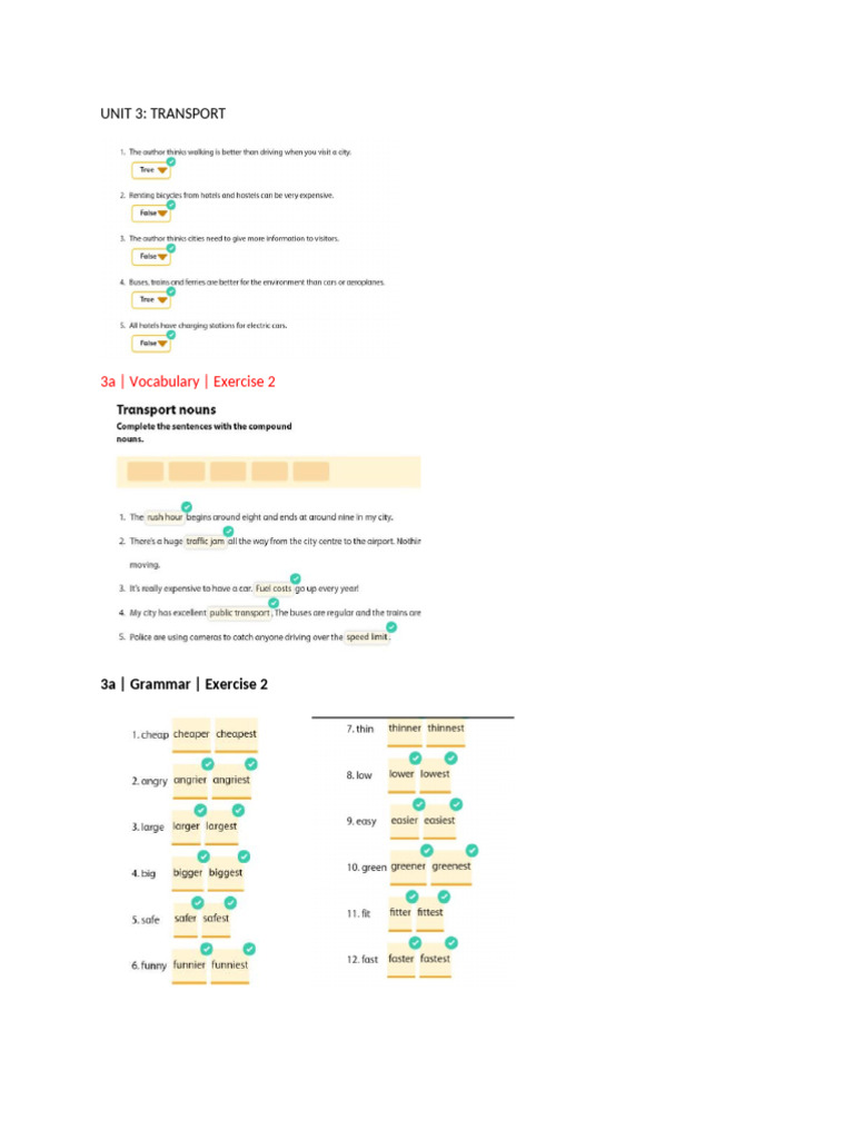 Transport Unit Exercises and Review | PDF
