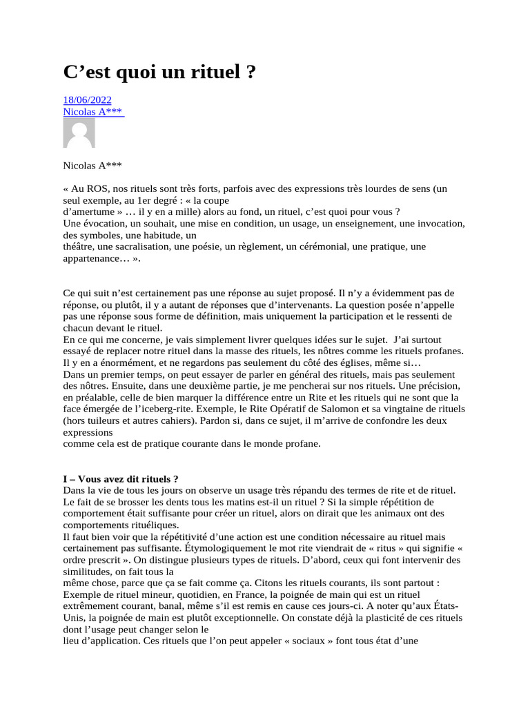 Qu'est-ce qu'un rituel ? | PDF | Spiritualité