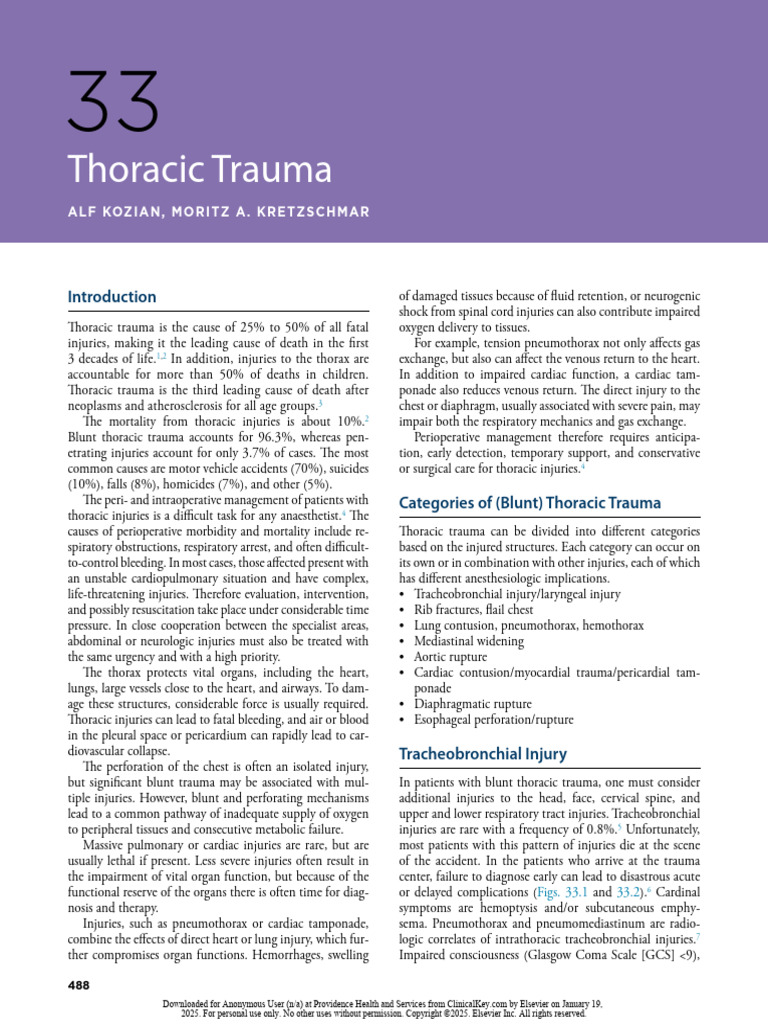 Overview of Thoracic Trauma Management | PDF | Thorax | Heart