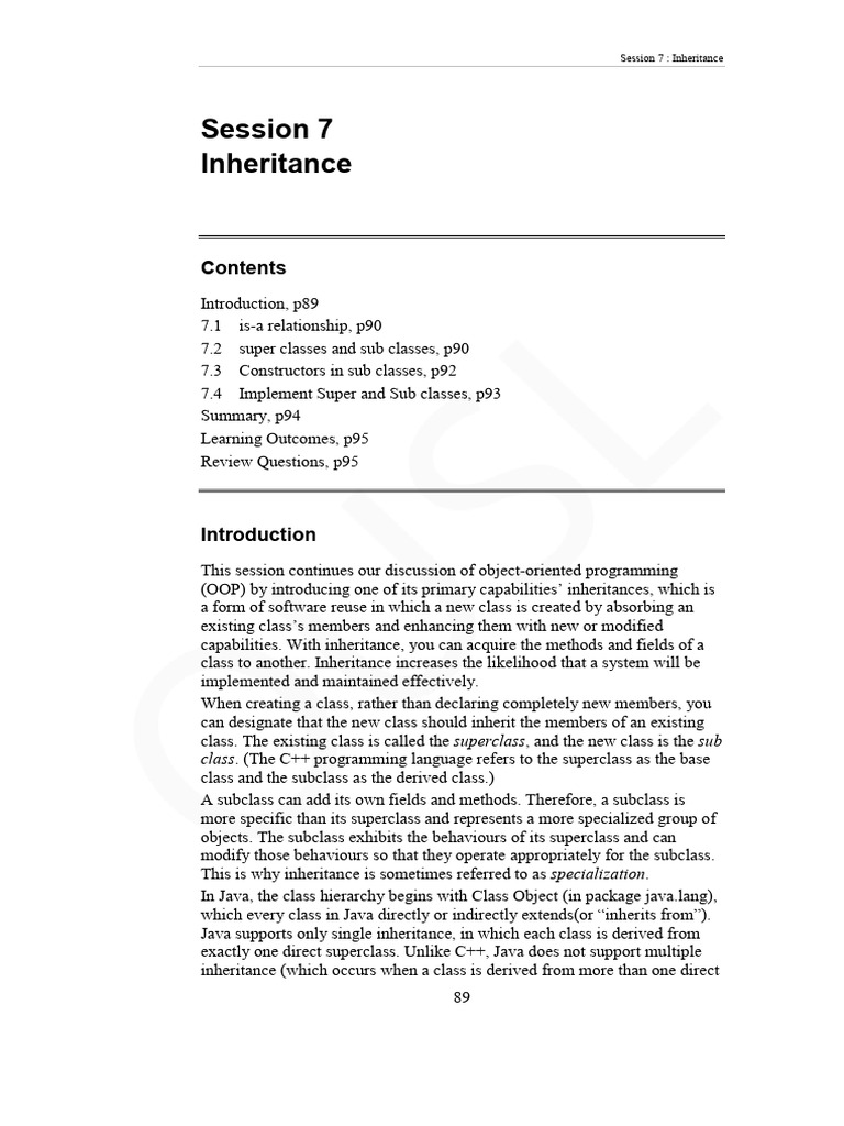 EEI3262 Unit 2 Session 7 | PDF | Inheritance (Object Oriented ...