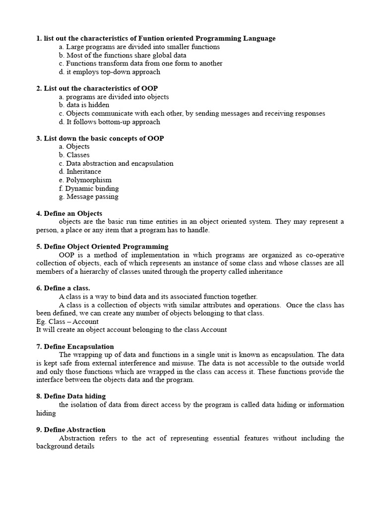 Characteristics of OOP and Functional Programming | PDF | Class ...